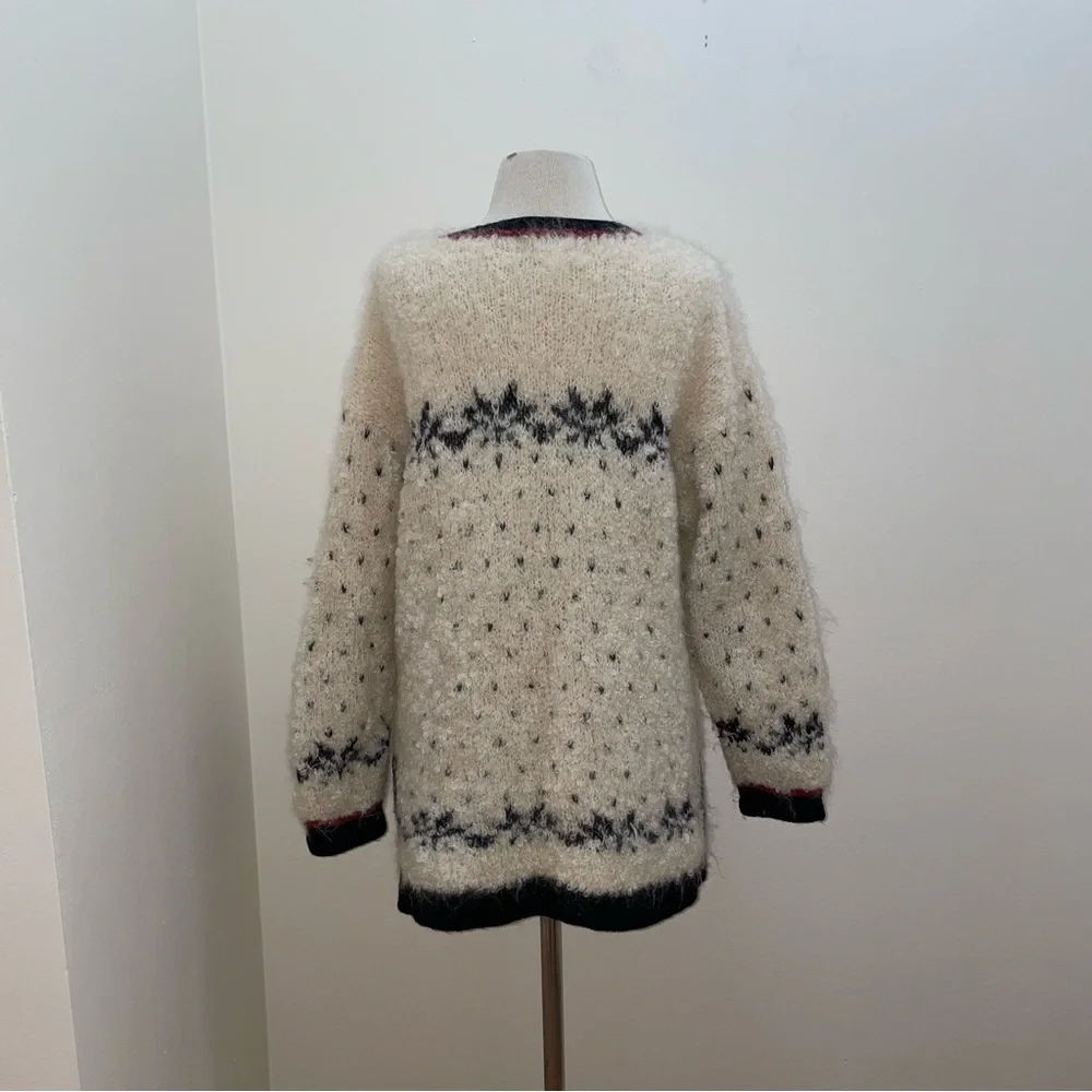 Vintage Jones NY Hand-Knit Mohair/Wool Fuzzy Cozy Cardigan Sweater Size Medium - Picture 4 of 14